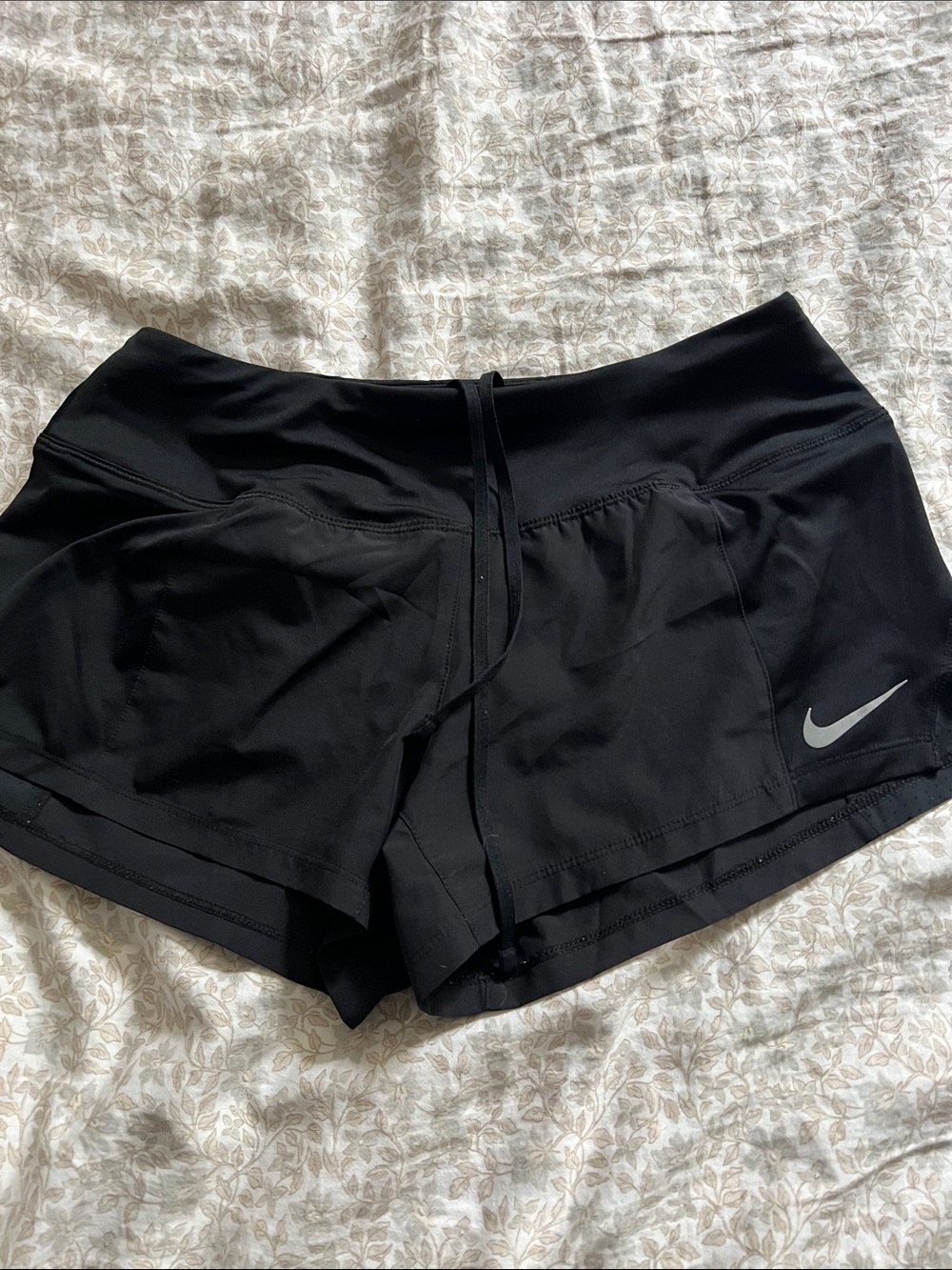 Nike Women's Black Athletic Running Shorts with Nike Swoosh